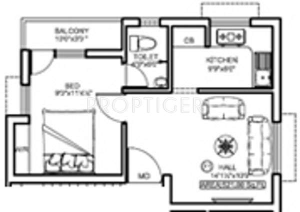 Sabari Rose Paradise (1BHK+1T (521 sq ft) 521 sq ft)