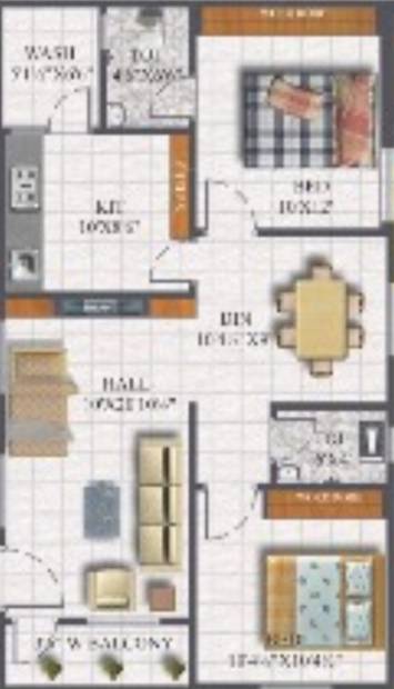 Cresco Defence Residency (2BHK+2T (1,000 sq ft) 1000 sq ft)