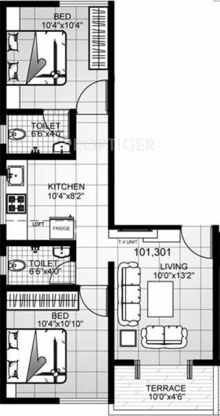 Ameya Lotus (2BHK+2T (790 sq ft) 790 sq ft)