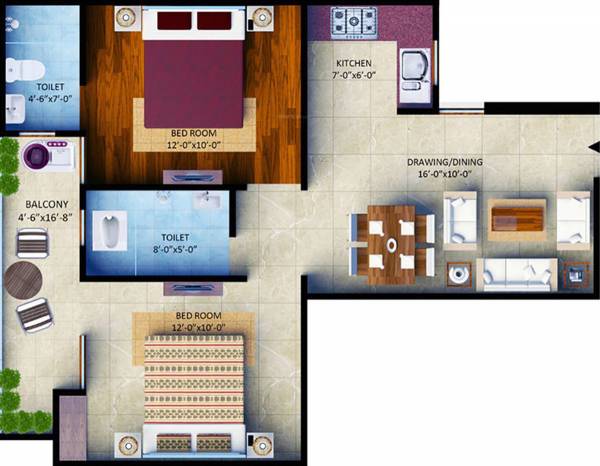 Belpatram Gold Tower (2BHK+2T (850 sq ft) 850 sq ft)
