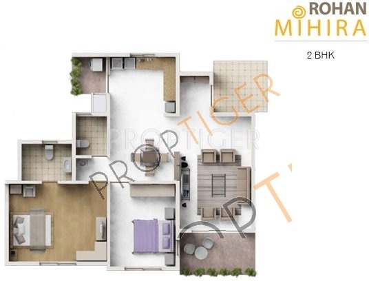 Rohan Mihira Floor Plan (2BHK+2T)