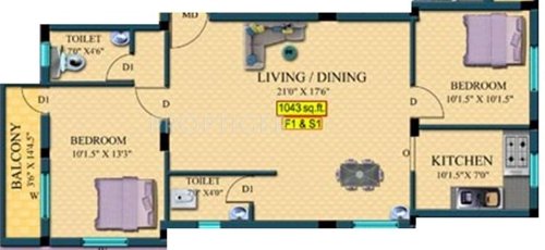 MS Manushri Flats (2BHK+2T (1,043 sq ft) 1043 sq ft)