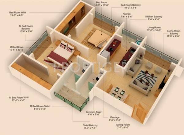 Red Brick Mangalmay (2BHK+2T (1,111 sq ft) 1111 sq ft)