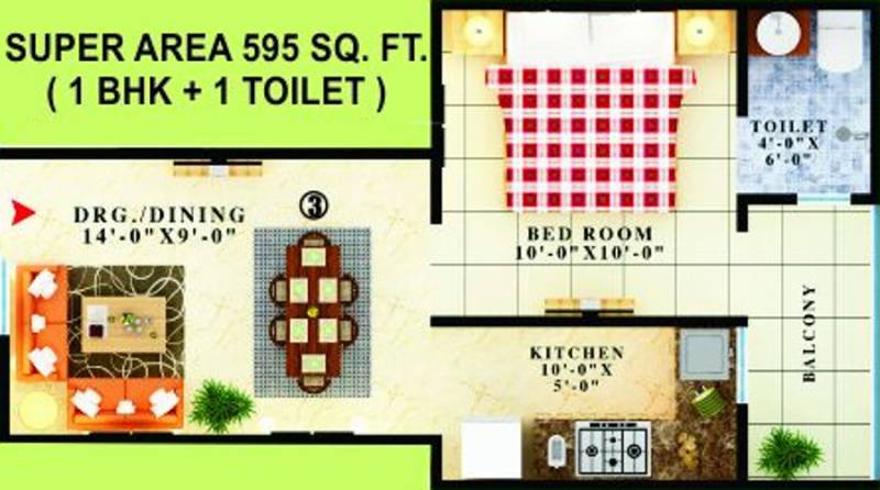 APS Gold (1BHK+1T (595 sq ft) 595 sq ft)