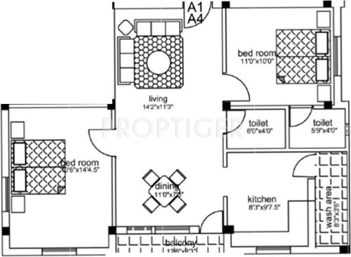 Uma Abhi Palace (2BHK+2T (764 sq ft) 764 sq ft)