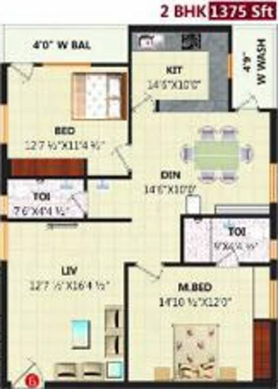 S V Sahasra (2BHK+2T (1,375 sq ft) 1375 sq ft)