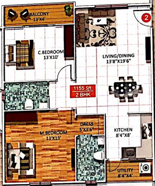 Star Sree Sai Heritage (2BHK+2T (1,155 sq ft) 1155 sq ft)