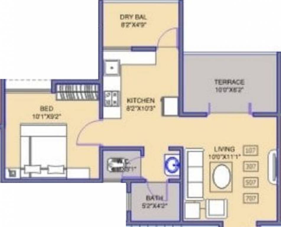Shri Sai Hills Phase I (1BHK+1T (603 sq ft) 603 sq ft)