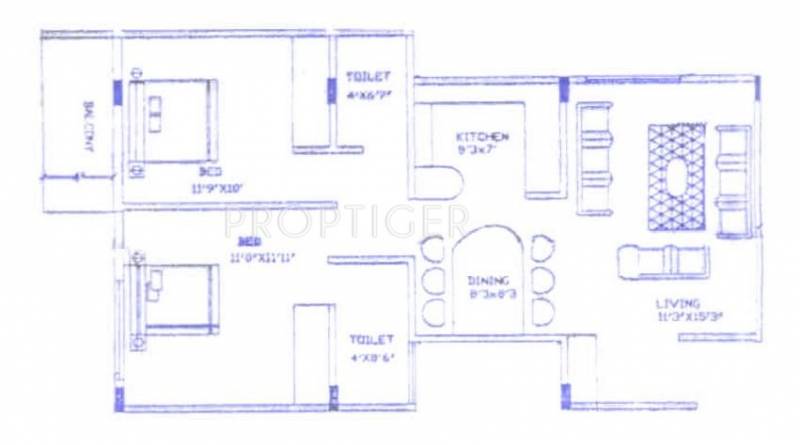 Kataria KB Apartments (2BHK+2T (1,017 sq ft) 1017 sq ft)