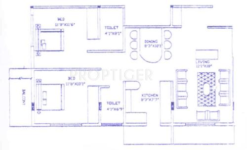 Kataria KB Apartments (2BHK+2T (1,152 sq ft) 1152 sq ft)