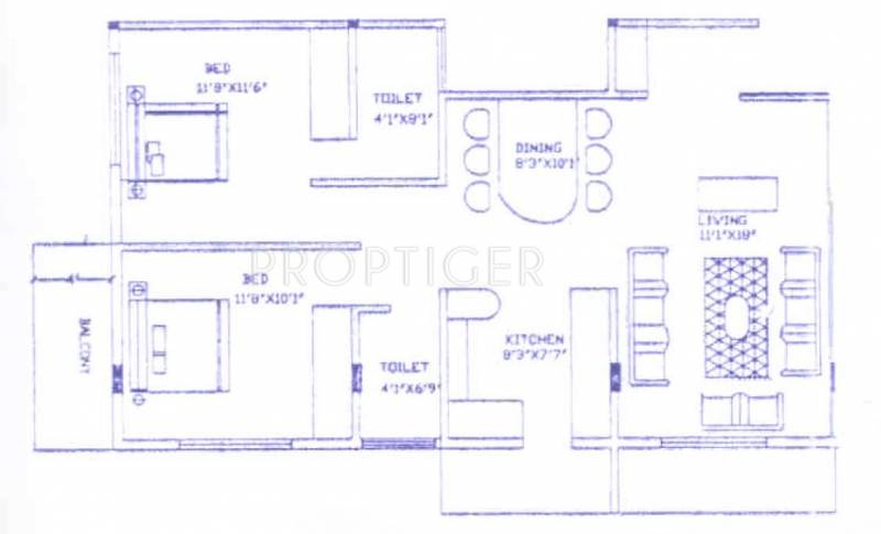 Kataria KB Apartments (2BHK+2T (1,152 sq ft) 1152 sq ft)