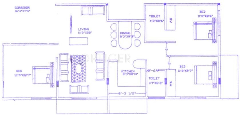 Kataria KB Apartments (3BHK+2T (1,380 sq ft) 1380 sq ft)