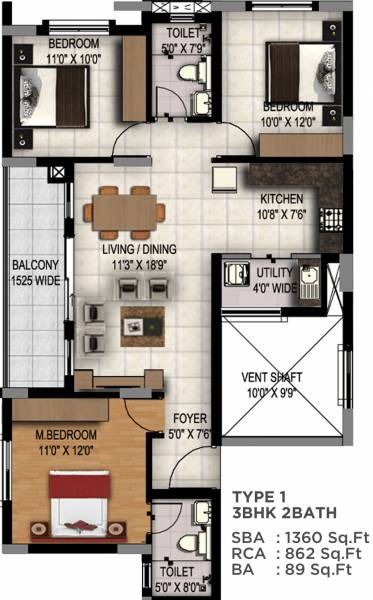 Maarq Alpha (3BHK+2T (1,360 sq ft) 1360 sq ft)