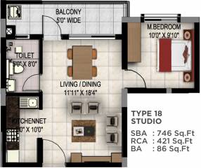 Maarq Alpha (1BHK+1T (746 sq ft) 746 sq ft)