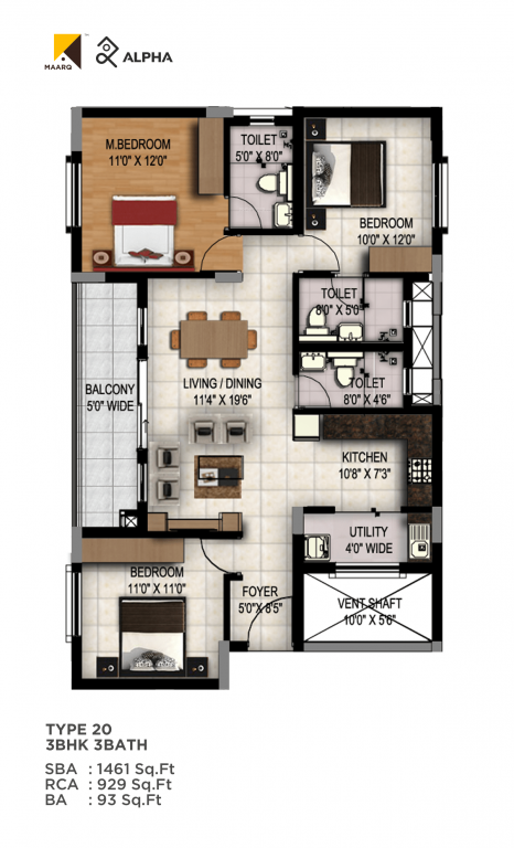 Maarq Alpha (3BHK+3T (1,461 sq ft) 1461 sq ft) Maarq Alpha (3BHK+3T (1,461 sq ft) 1461 sq ft)