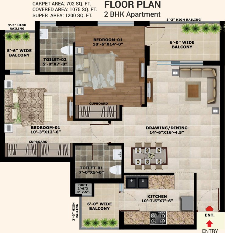 SBP Gateway Of Dreams (2BHK+2T (1,200 sq ft) 1200 sq ft)
