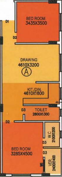 Sun Helious Mansion (2BHK+2T (1,121 sq ft) 1121 sq ft)