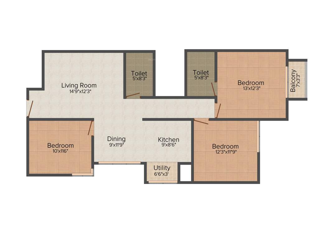 Mantri WebCity (3BHK+2T (1,260 sq ft) 1260 sq ft)