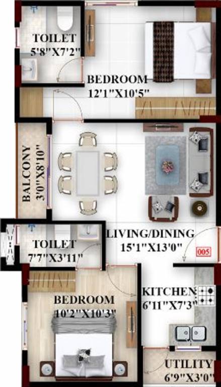 Keerthi Splendour (2BHK+2T (839 sq ft) 839 sq ft) Keerthi Splendour (2BHK+2T (839 sq ft) 839 sq ft)