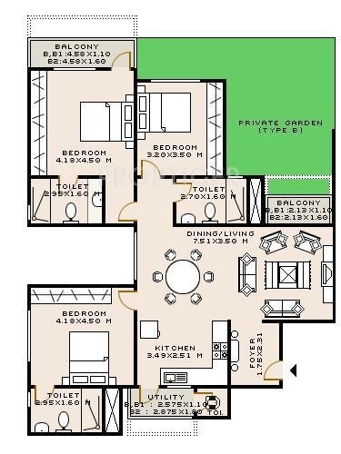 Sobha Dahlia (3BHK+4T (1,762 sq ft) 1762 sq ft)