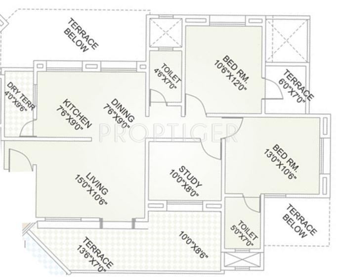 Reelicon Claramount (2BHK+2T (1,346 sq ft)   Study Room 1346 sq ft)
