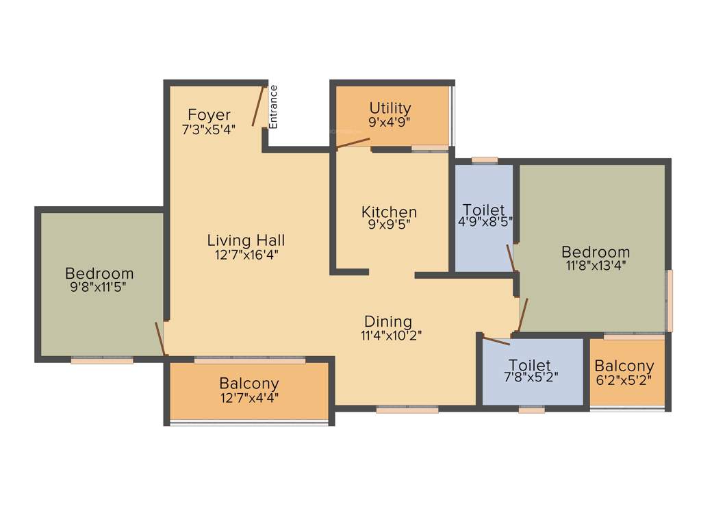 MJ Lifestyle Amadeus (2BHK+2T (1,198 sq ft) 1198 sq ft)