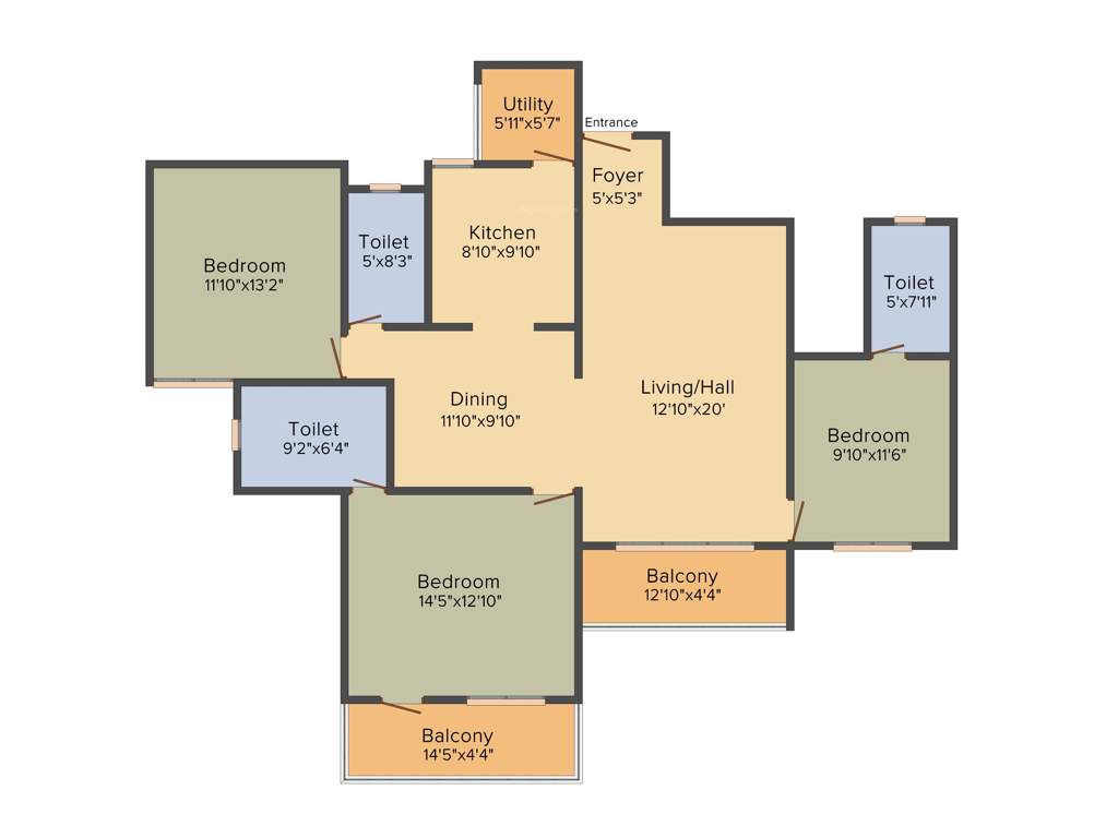 MJ Lifestyle Amadeus (3BHK+3T (1,555 sq ft) 1555 sq ft)
