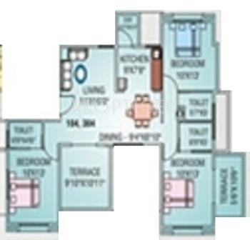 Runwal Runwal Swaranjali (3BHK+3T (1,232 sq ft) 1232 sq ft)