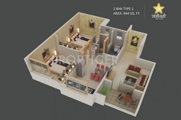 Mark Sanjeevani (2BHK+2T (674 sq ft) 674 sq ft)
