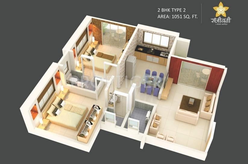 Mark Sanjeevani (2BHK+2T (751 sq ft) 751 sq ft) Mark Sanjeevani (2BHK+2T (751 sq ft) 751 sq ft)
