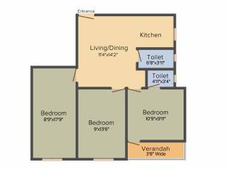 Basu And Dutta Ganga Enclave (3BHK+3T (1,077 sq ft) 1077 sq ft)