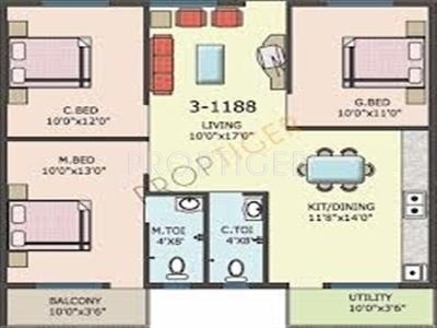 Naiknavare Garnet Residency (3BHK+2T (1,188 sq ft) 1188 sq ft)