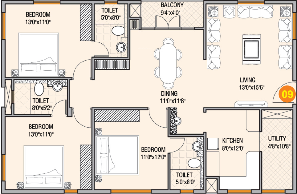 RM Preethi Woods (3BHK+3T (1,525 sq ft) 1525 sq ft) RM Preethi Woods (3BHK+3T (1,525 sq ft) 1525 sq ft)