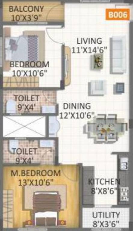 SVS Trendsquare Precioso (2BHK+2T (930 sq ft) 930 sq ft) SVS Trendsquare Precioso (2BHK+2T (930 sq ft) 930 sq ft)