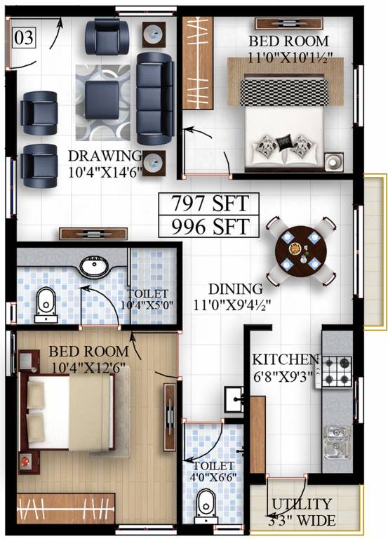 Splendeur Shweta Shubham (2BHK+2T (996 sq ft) 996 sq ft)