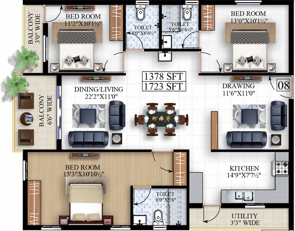 Splendeur Shweta Shubham (3BHK+3T (1,723 sq ft) 1723 sq ft)