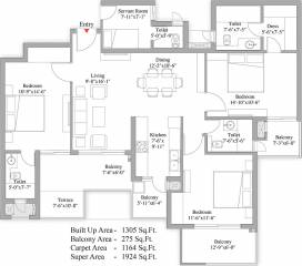 Unity The Amaryllis (3BHK+3T (1,924 sq ft) + Servant Room 1924 sq ft) Unity The Amaryllis (3BHK+3T (1,924 sq ft) + Servant Room 1924 sq ft)