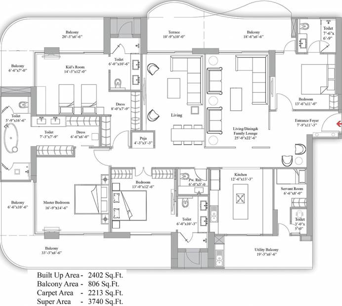 Unity The Amaryllis (4BHK+4T (3,740 sq ft) + Servant Room 3740 sq ft)