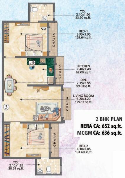 V K Skye Grandeur (2BHK+2T (651.65 sq ft) 651.65 sq ft)