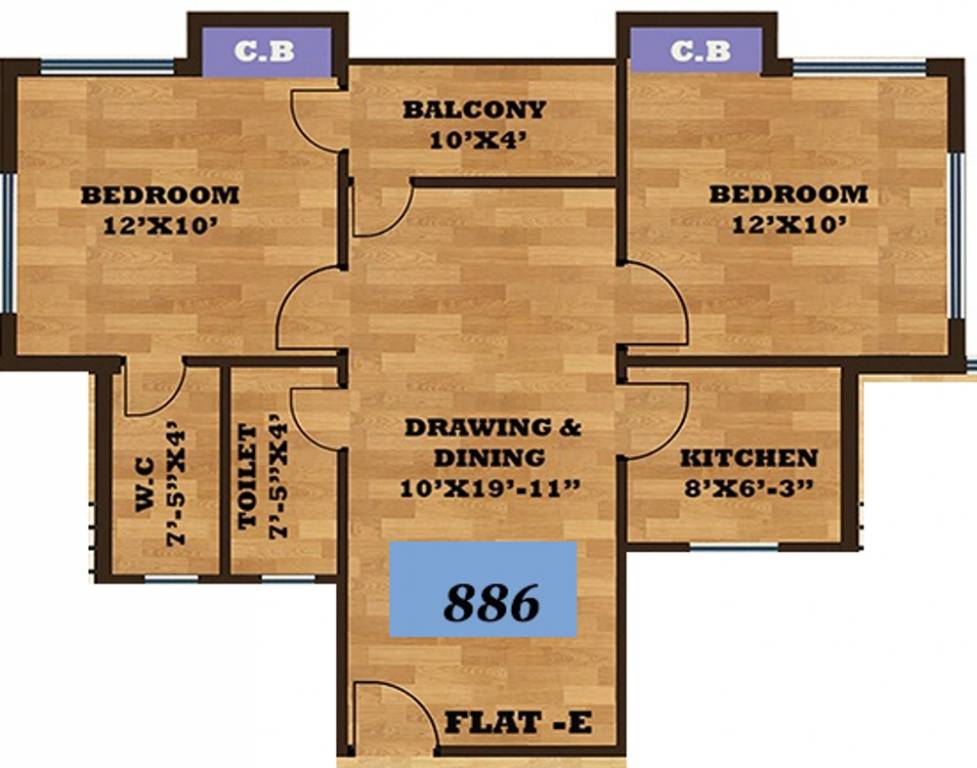 Unique Ashiyana Residency (2BHK+2T (886 sq ft) 886 sq ft)