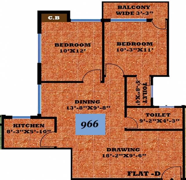 Unique Ashiyana Residency (2BHK+2T (966 sq ft) 966 sq ft)