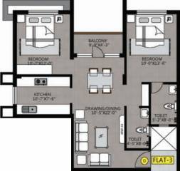 Evos Mahaveer Enclave (2BHK+2T (835.6 sq ft) 835.6 sq ft)