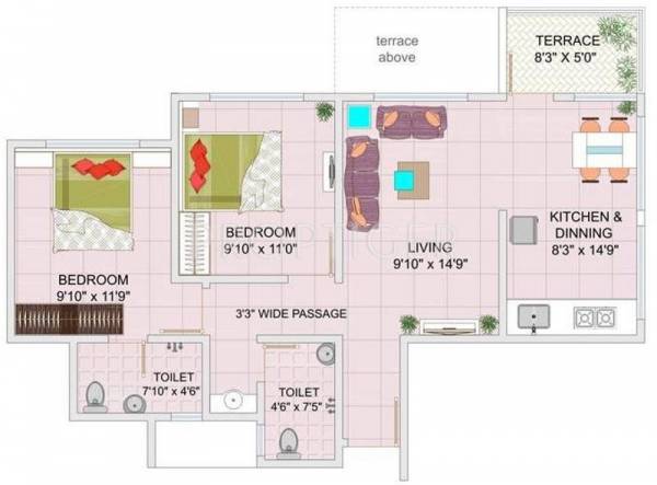 Dreams Rhythm (2BHK+2T (859 sq ft) 859 sq ft)