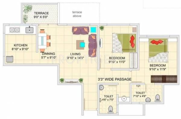 Dreams Rhythm (2BHK+2T (878 sq ft) 878 sq ft)