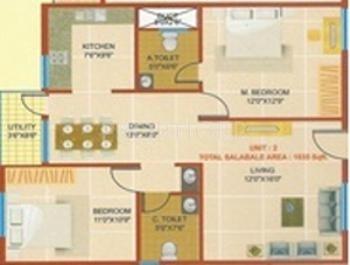 Avee Arise Cross Woods (2BHK+2T (1,035 sq ft) 1035 sq ft)