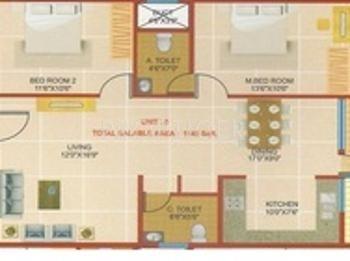Avee Arise Cross Woods (2BHK+2T (1,155 sq ft) 1155 sq ft)