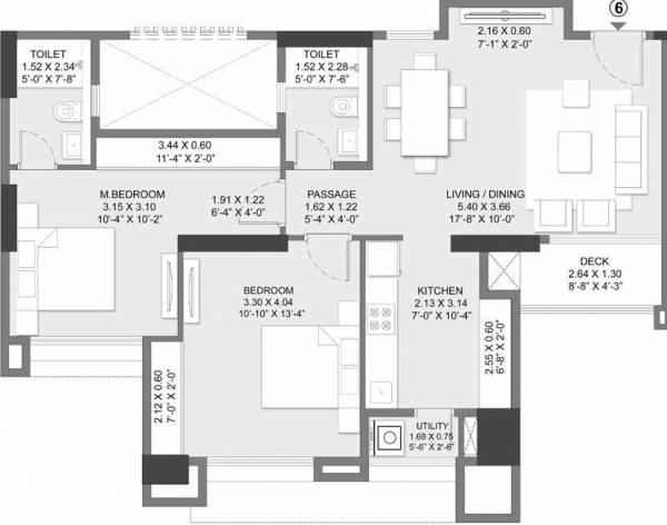 Godrej Alive (2BHK+2T (707.83 sq ft) 707.83 sq ft)