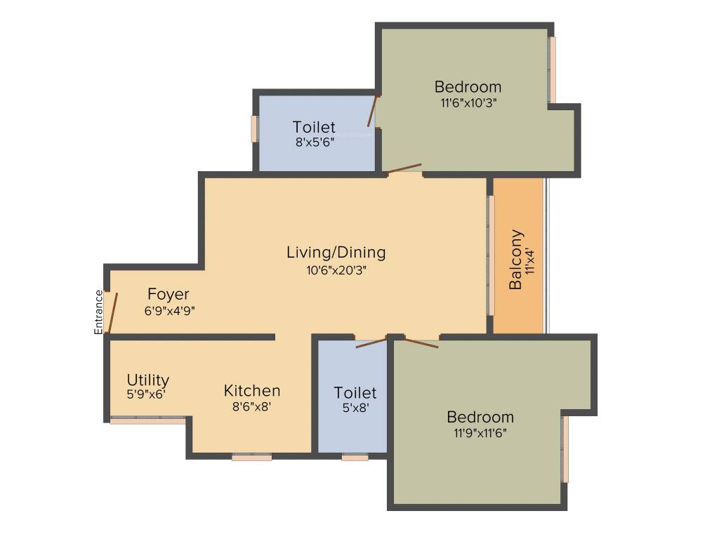 Elegant Pinnacle (2BHK+2T (1,050 sq ft) 1050 sq ft)