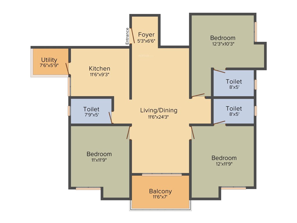 Elegant Pinnacle (3BHK+3T (1,586 sq ft) 1586 sq ft)