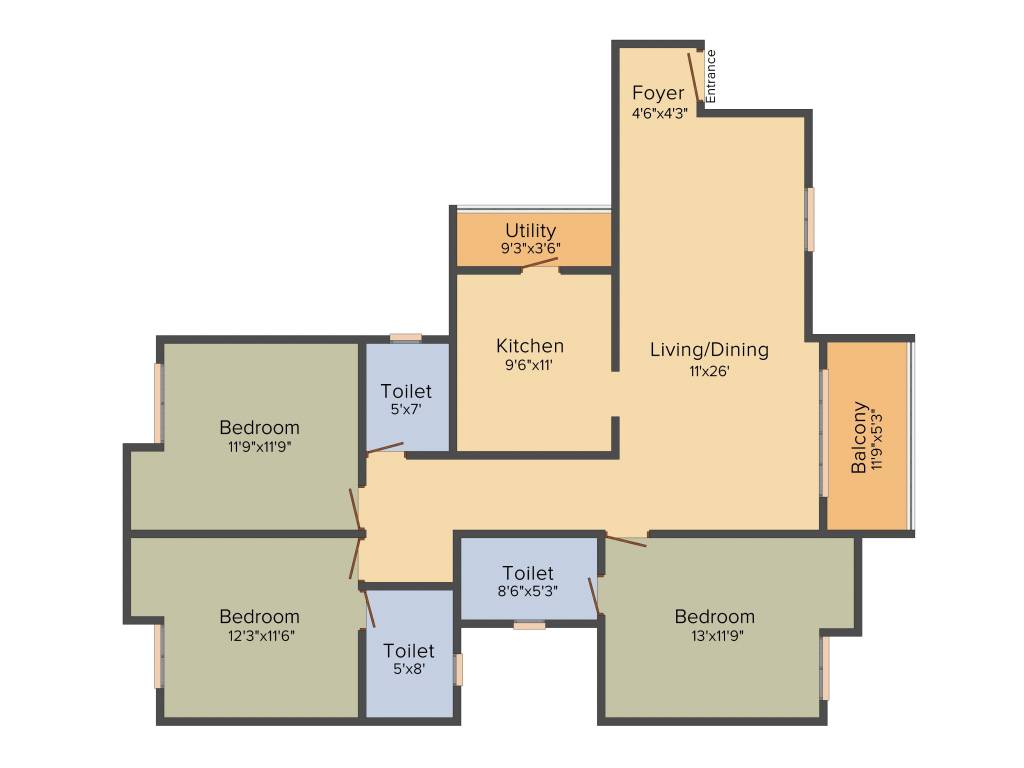 Elegant Pinnacle (3BHK+3T (1,624 sq ft) 1624 sq ft)